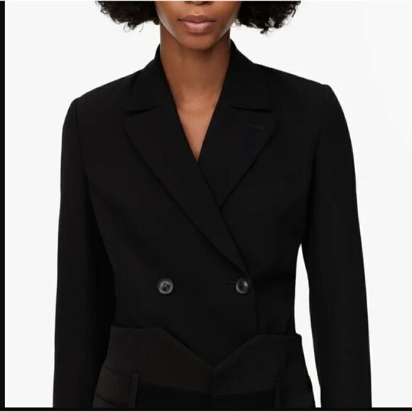 NWT Zara Black Gabardine Double Breasted Long Sleeve Collared Tuxedo Bodysuit M - Picture 2 of 13
